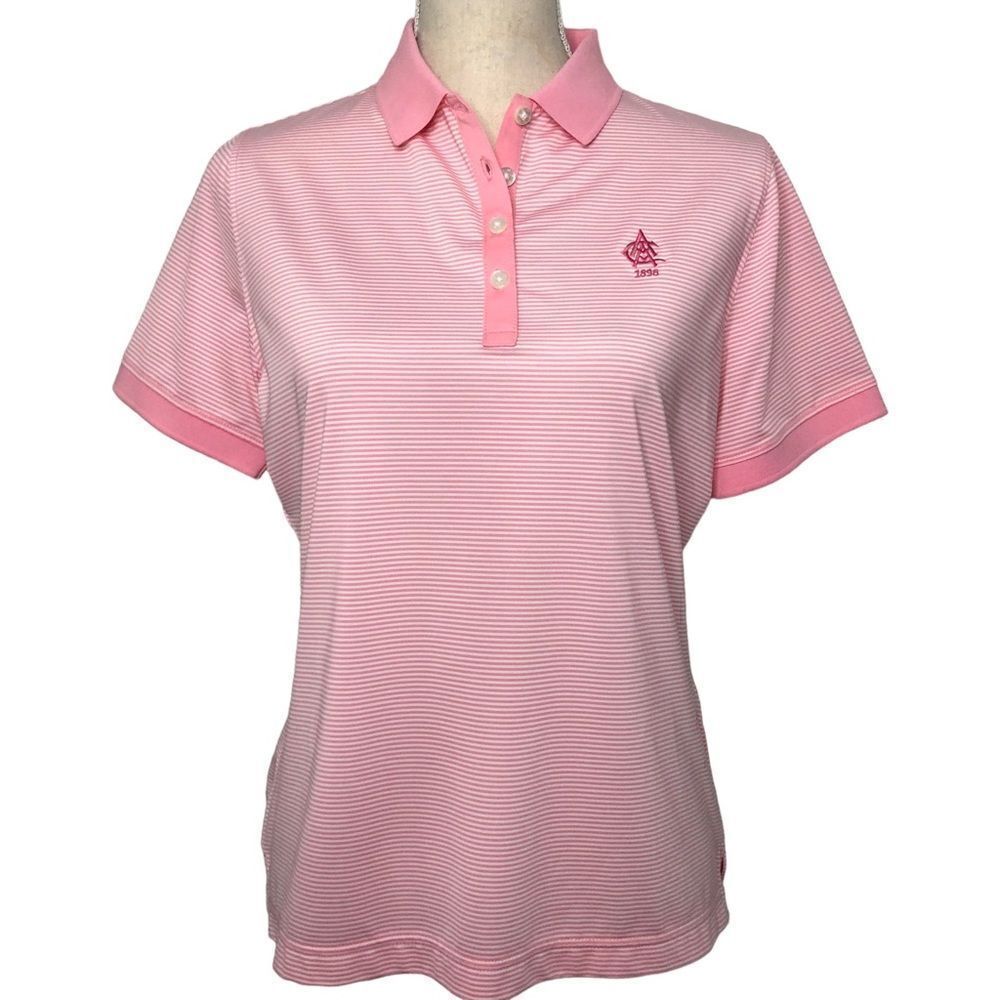 Foot Joy Women’s Golf Polo Shirt Short Sleeve Pink Stripe Size Medium